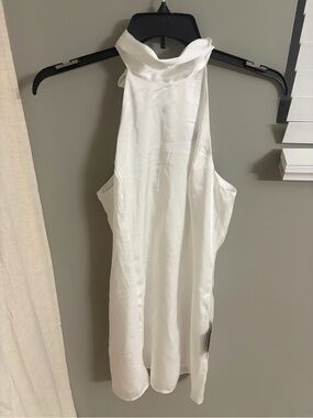 Lulu's White One-Shoulder Halter Dress